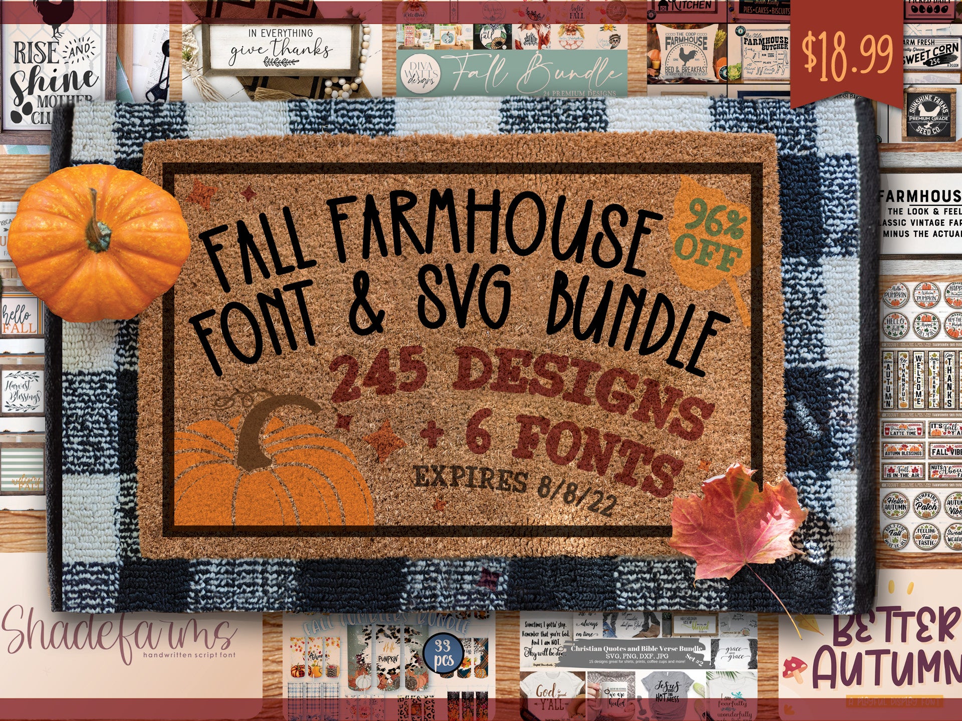 Fall Farmhouse SVG Design & Font Bundle from So Fontsy