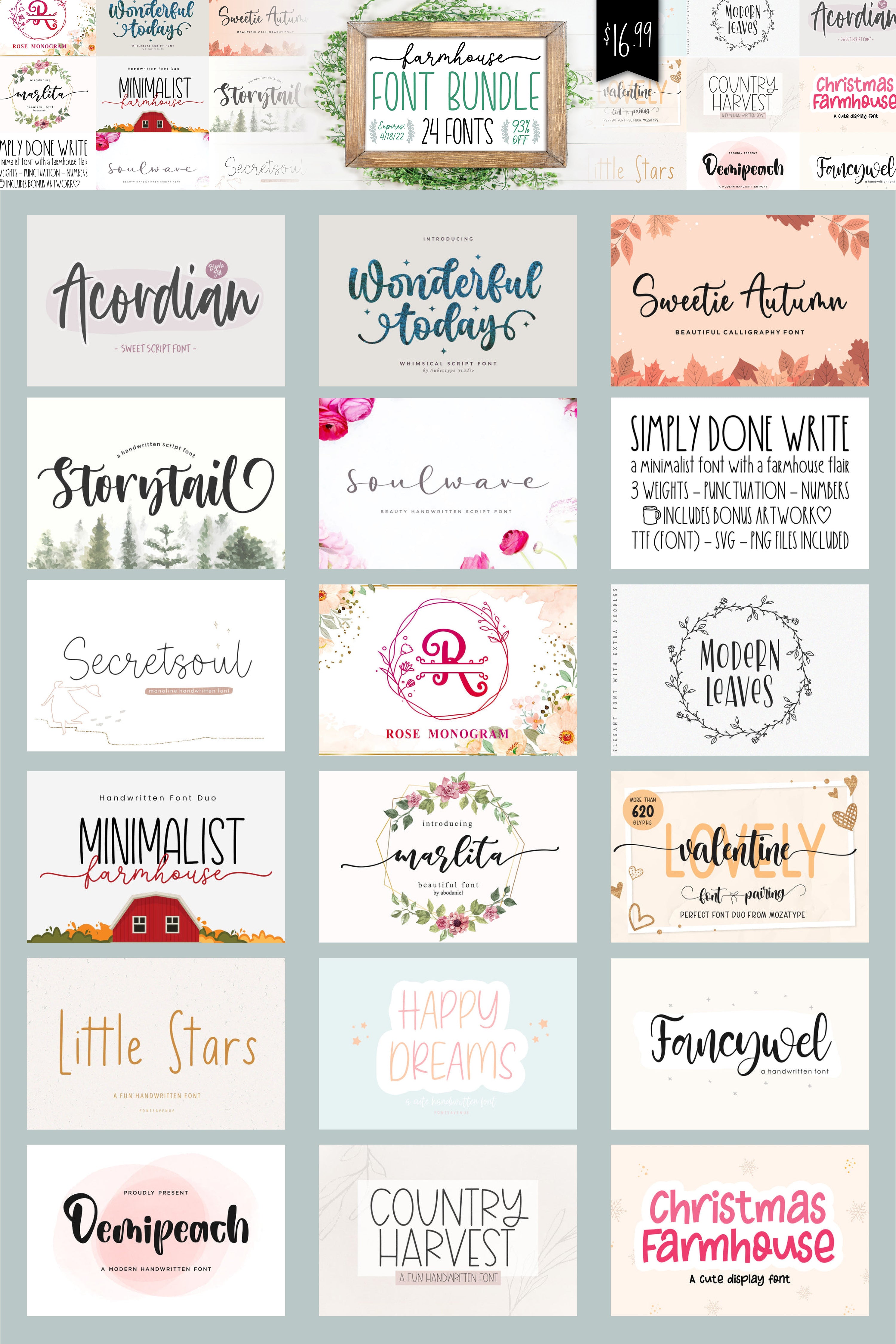 Farmhouse Font Bundle from So Fontsy