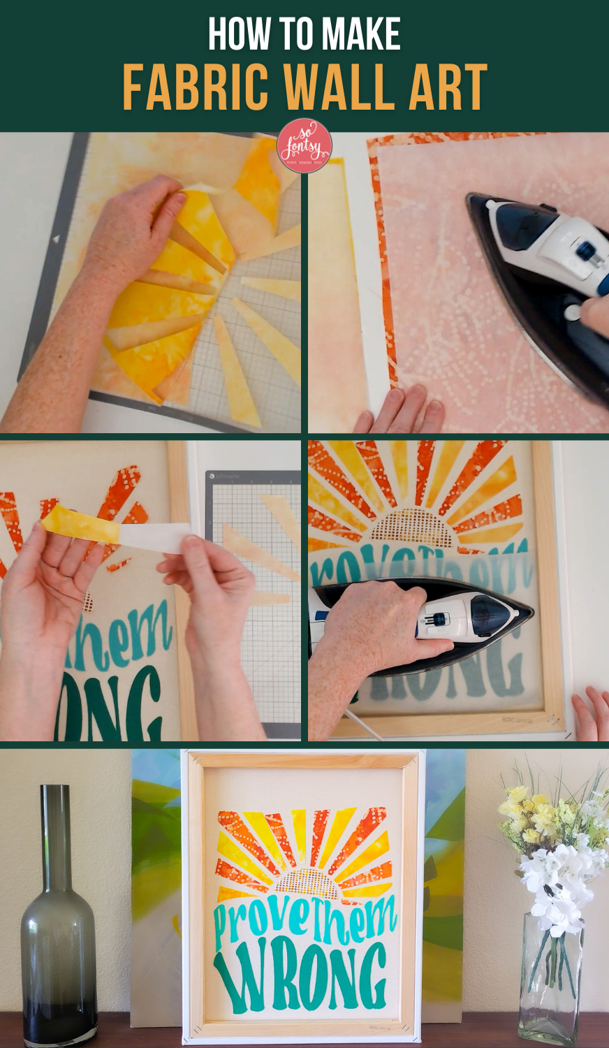 How to Make Fabric Wall Art No Sew DIY Project