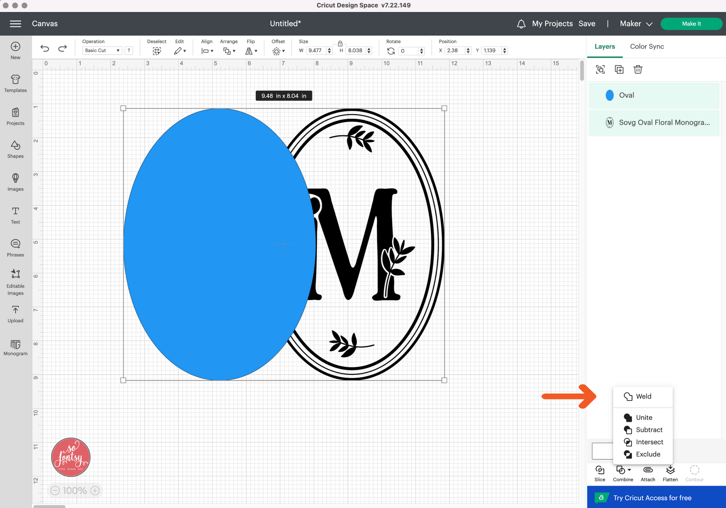 How to Unweld Combine Menu Options Cricut Design Space Tutorial