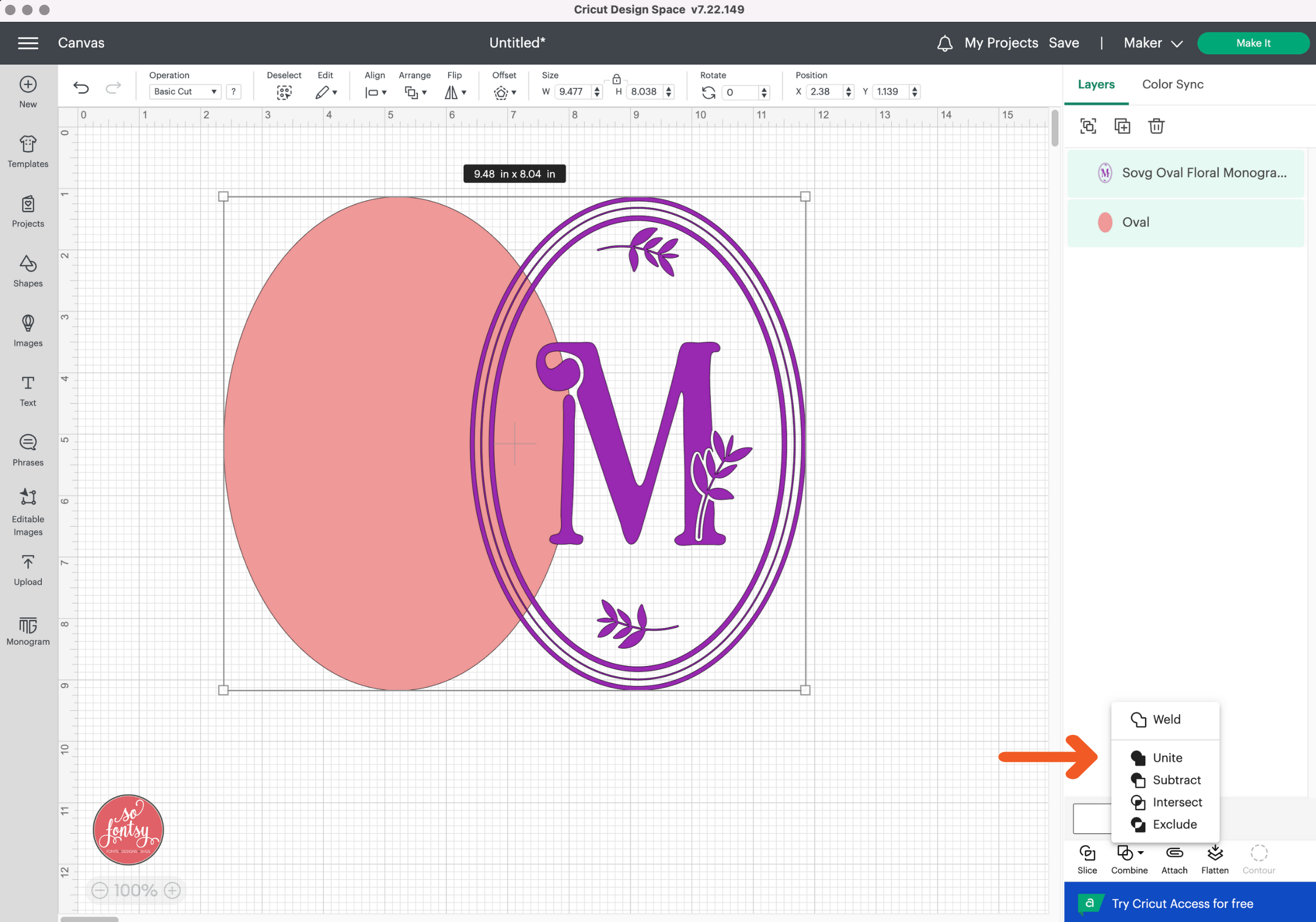 How to Unweld Combine Menu Options Cricut Design Space Tutorial