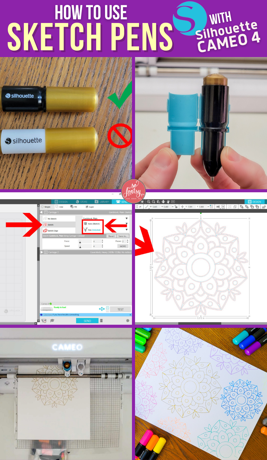 Multi Color Sketch Pens on Silhouette CAMEO 4 - Silhouette School