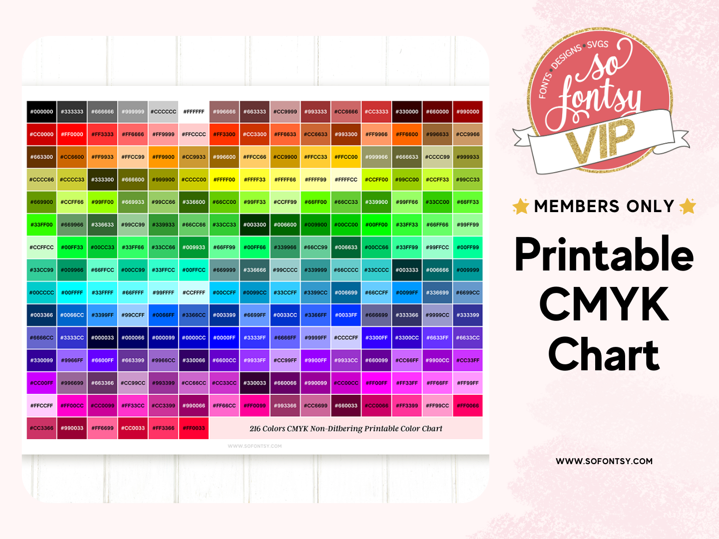 Printable CMYK Color Chart for So Fontsy VIP Members