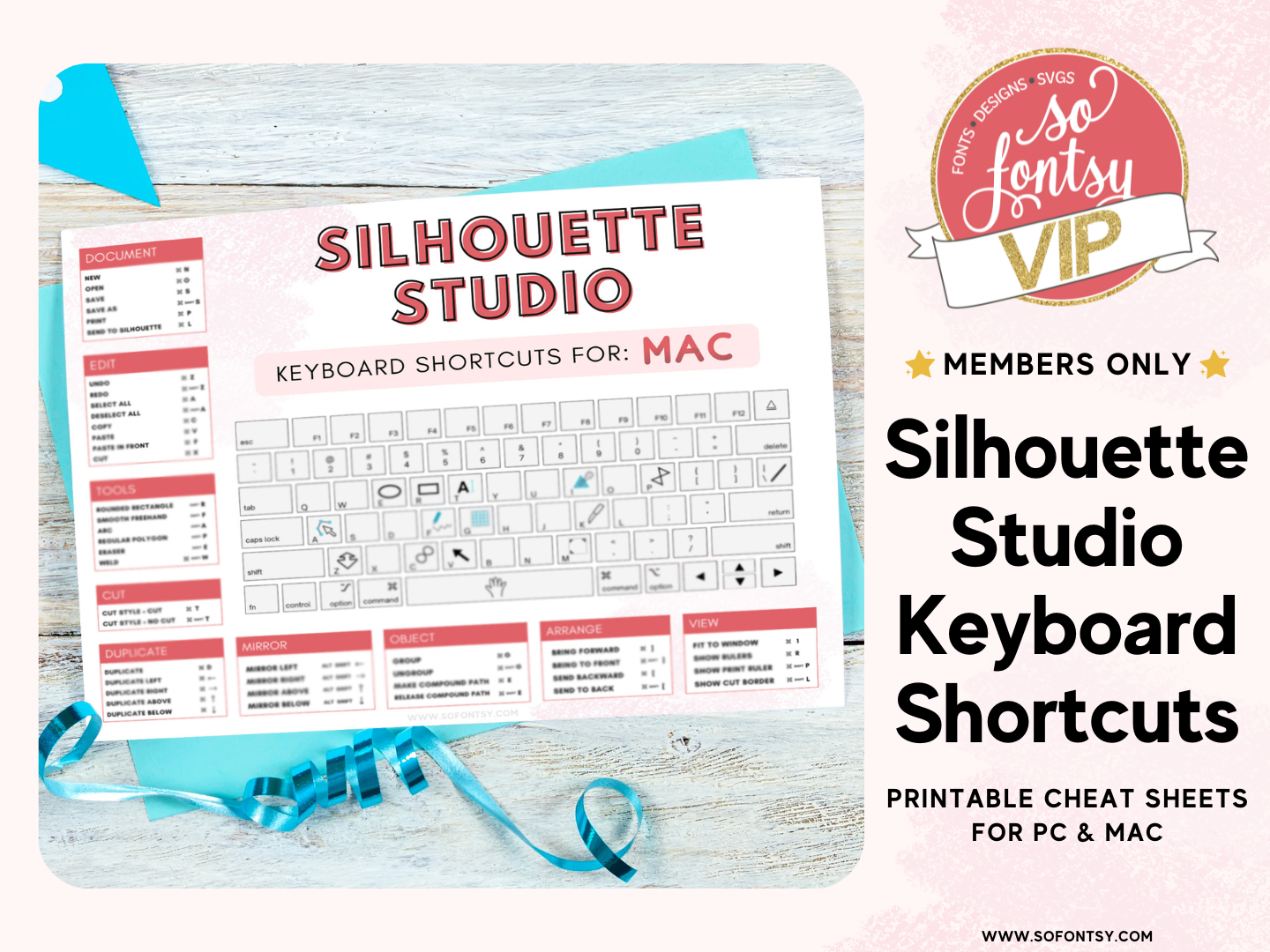 Silhouette Studio Keyboard Shortcuts Printable VIP