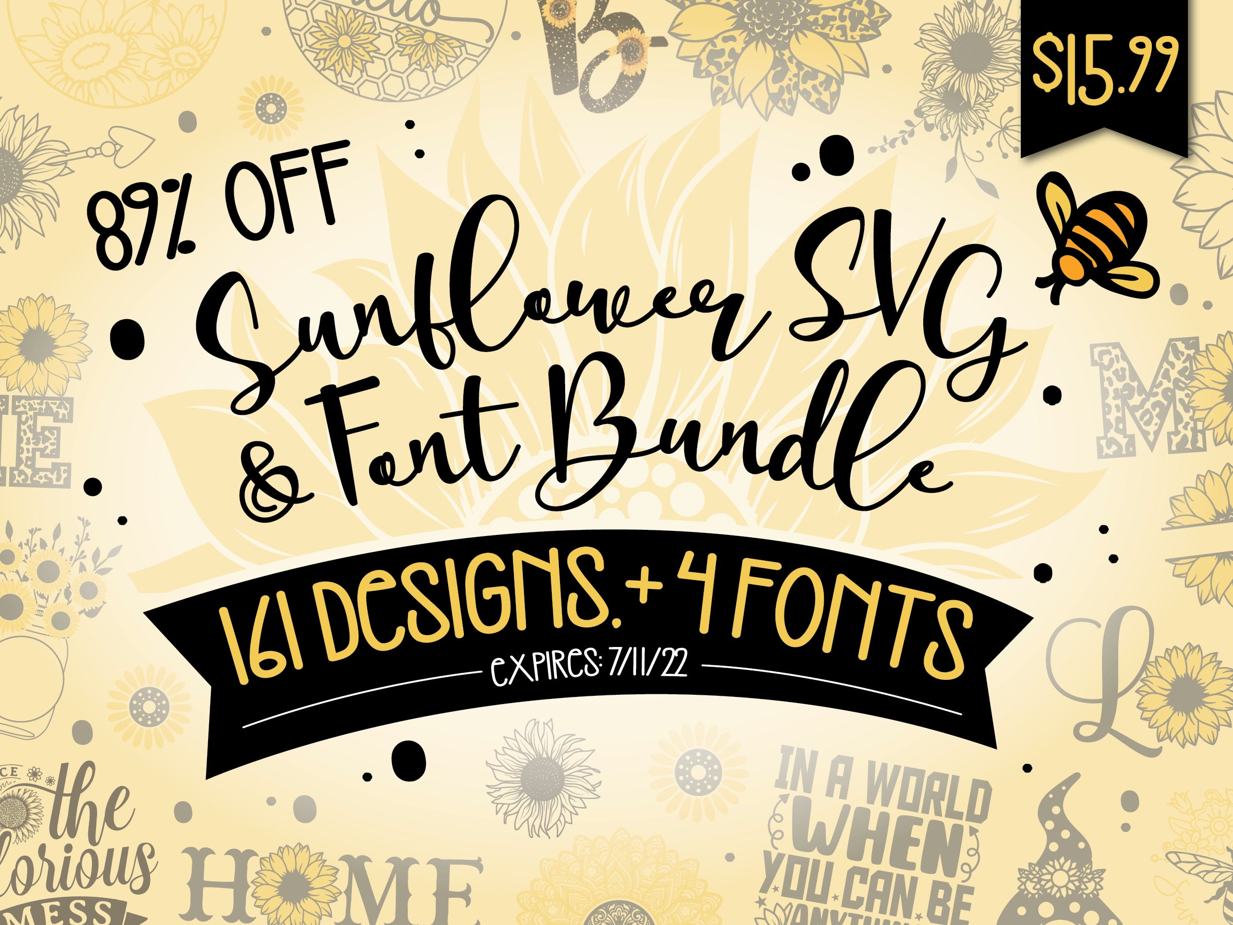 Sunflower Design & Font Bundle So Fontsy