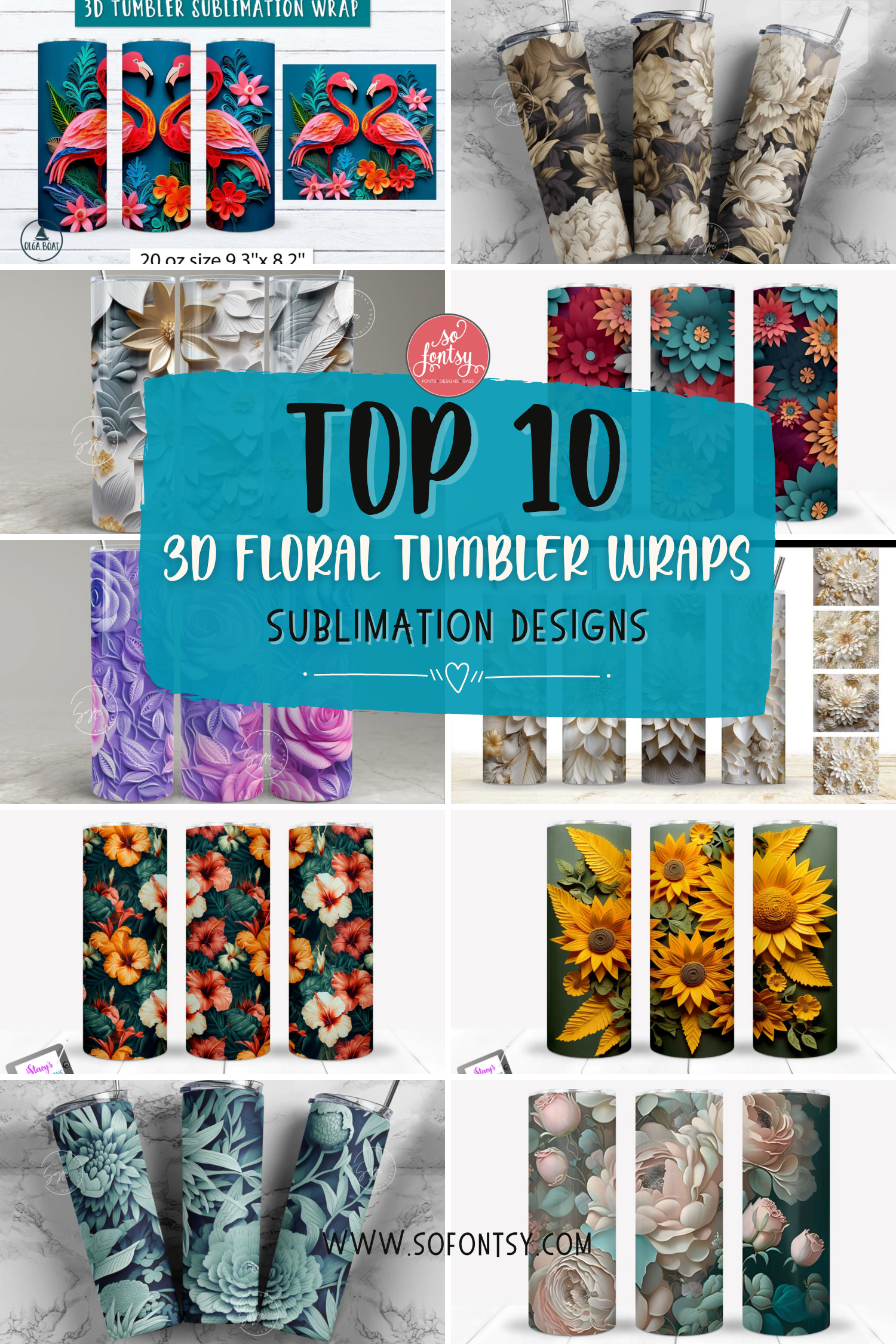 Top 10 3D Floral Tumbler Wraps for Sublimation