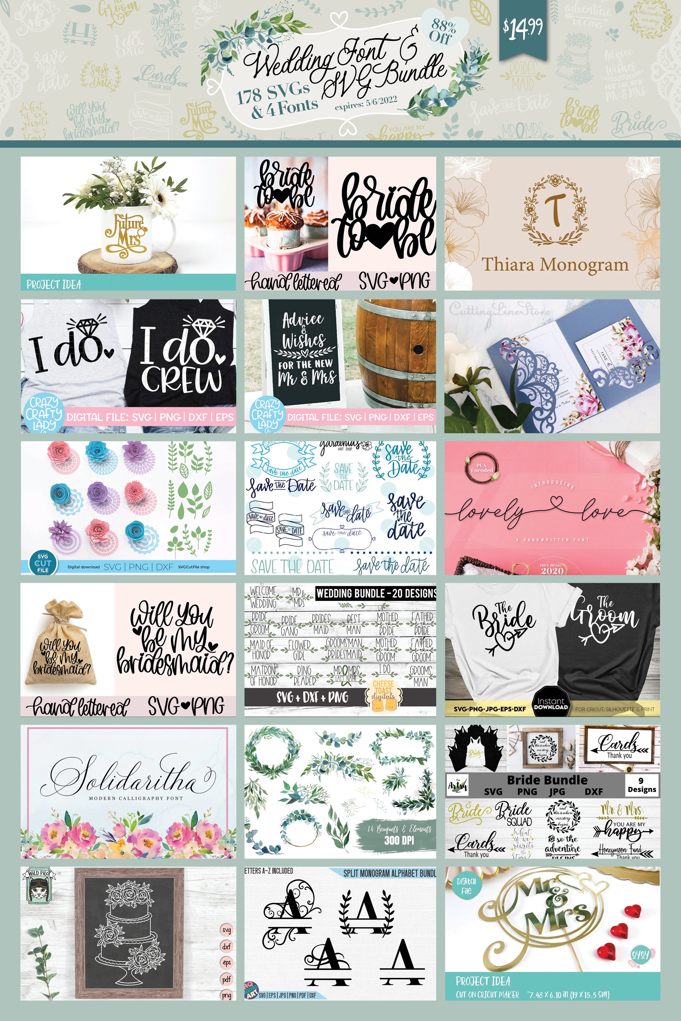 wedding font and svg design bundle so fontsy