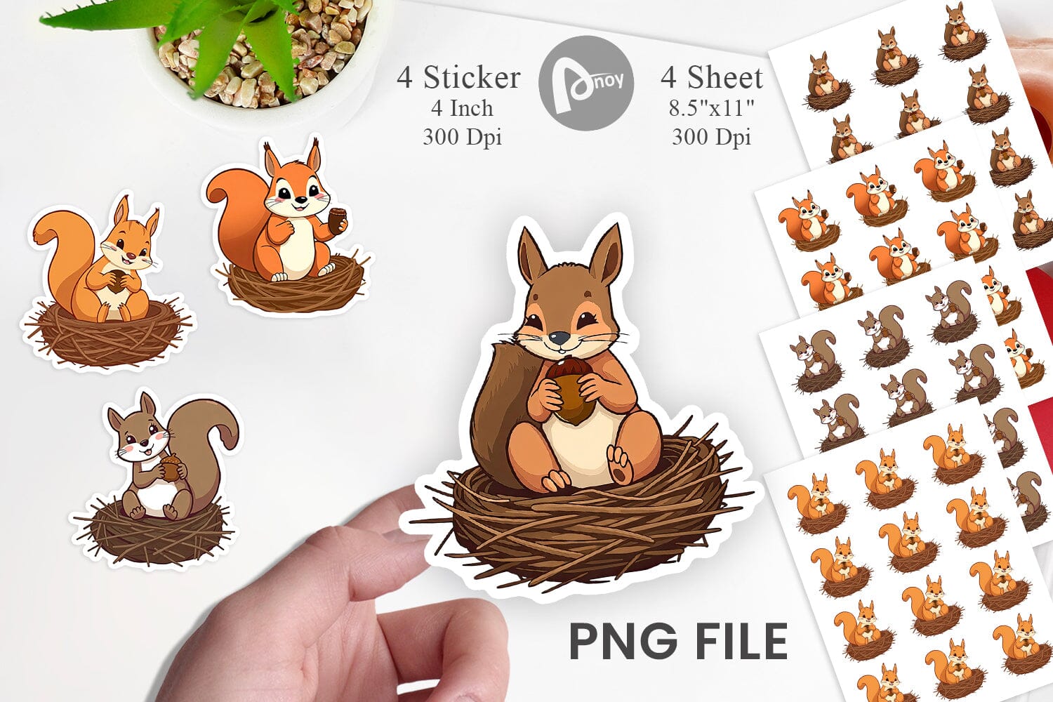 Acorn Squirrel Sticker