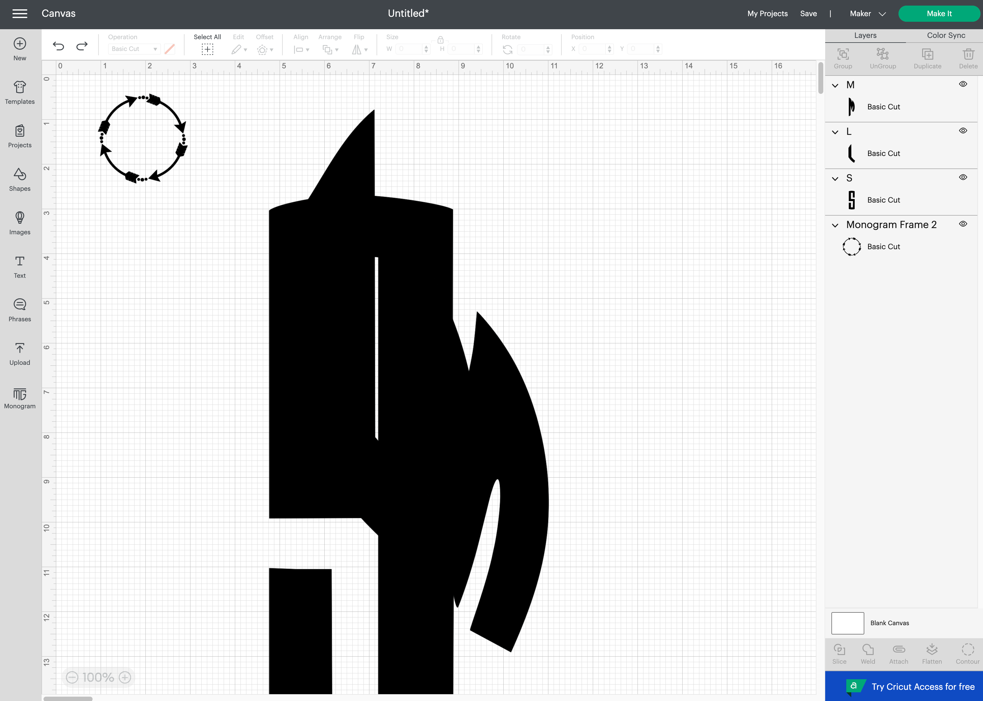 how to create a monogram in cricut design space b