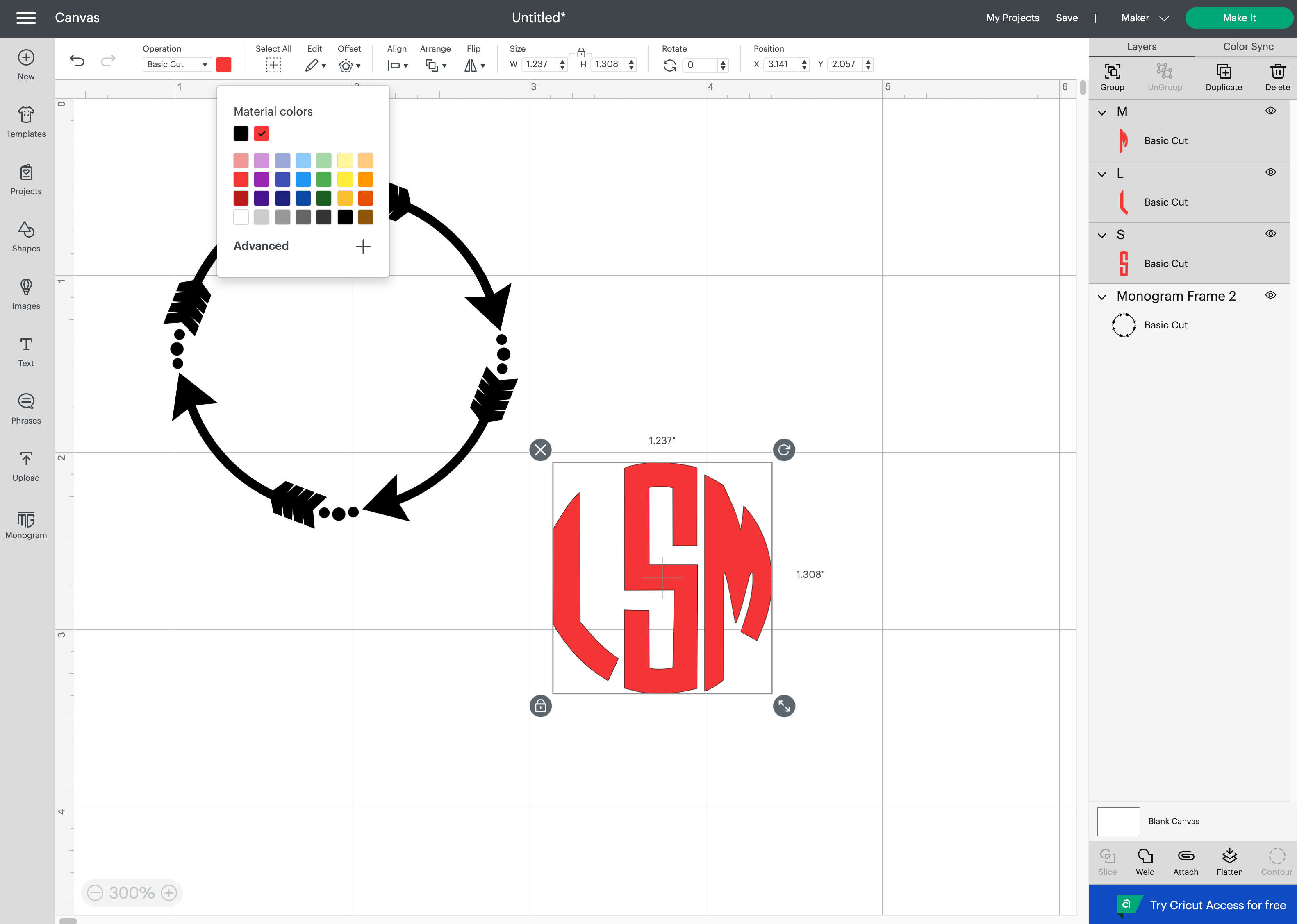 how to create a monogram in cricut design space c