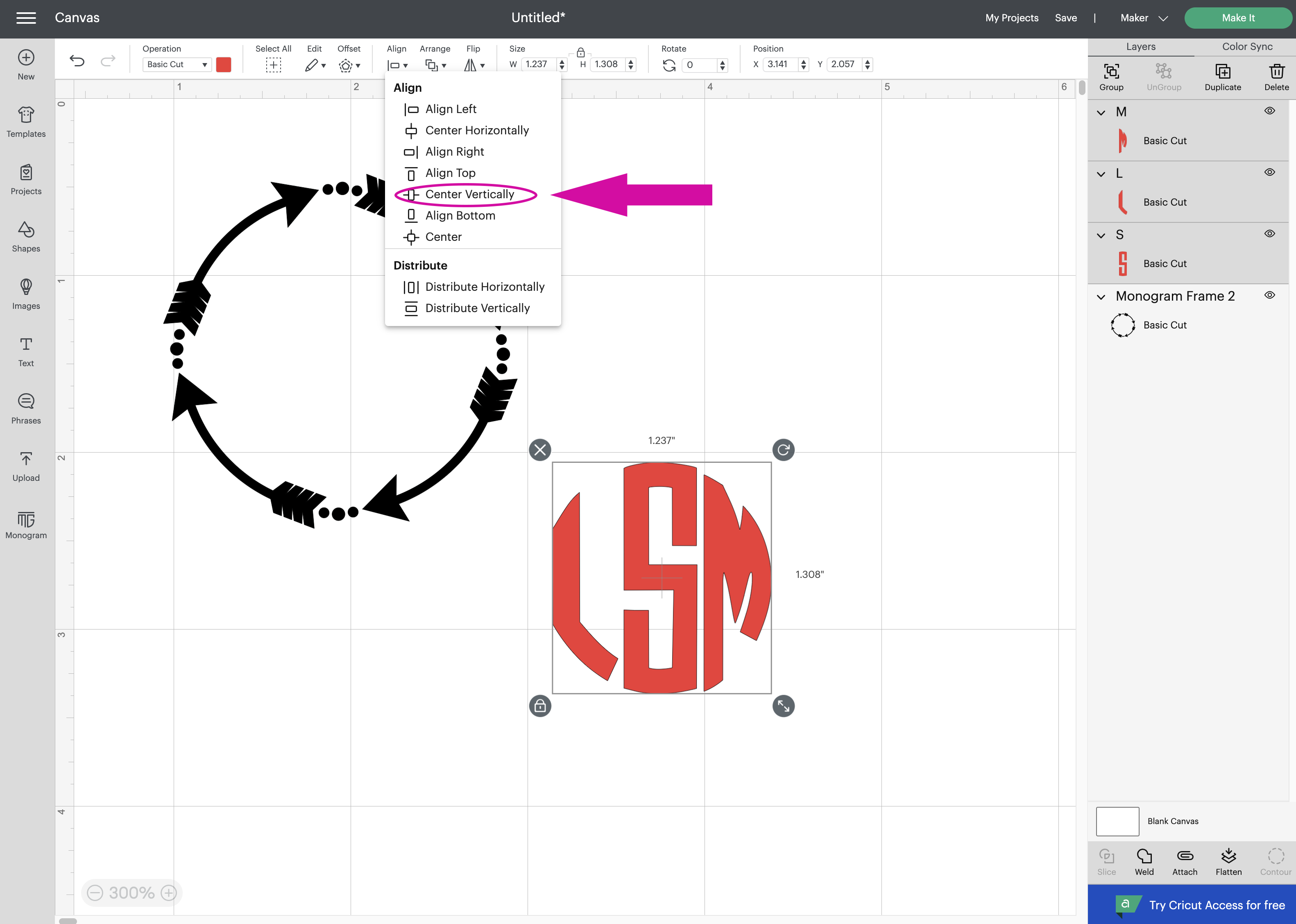 how to create a monogram in cricut design space 4a