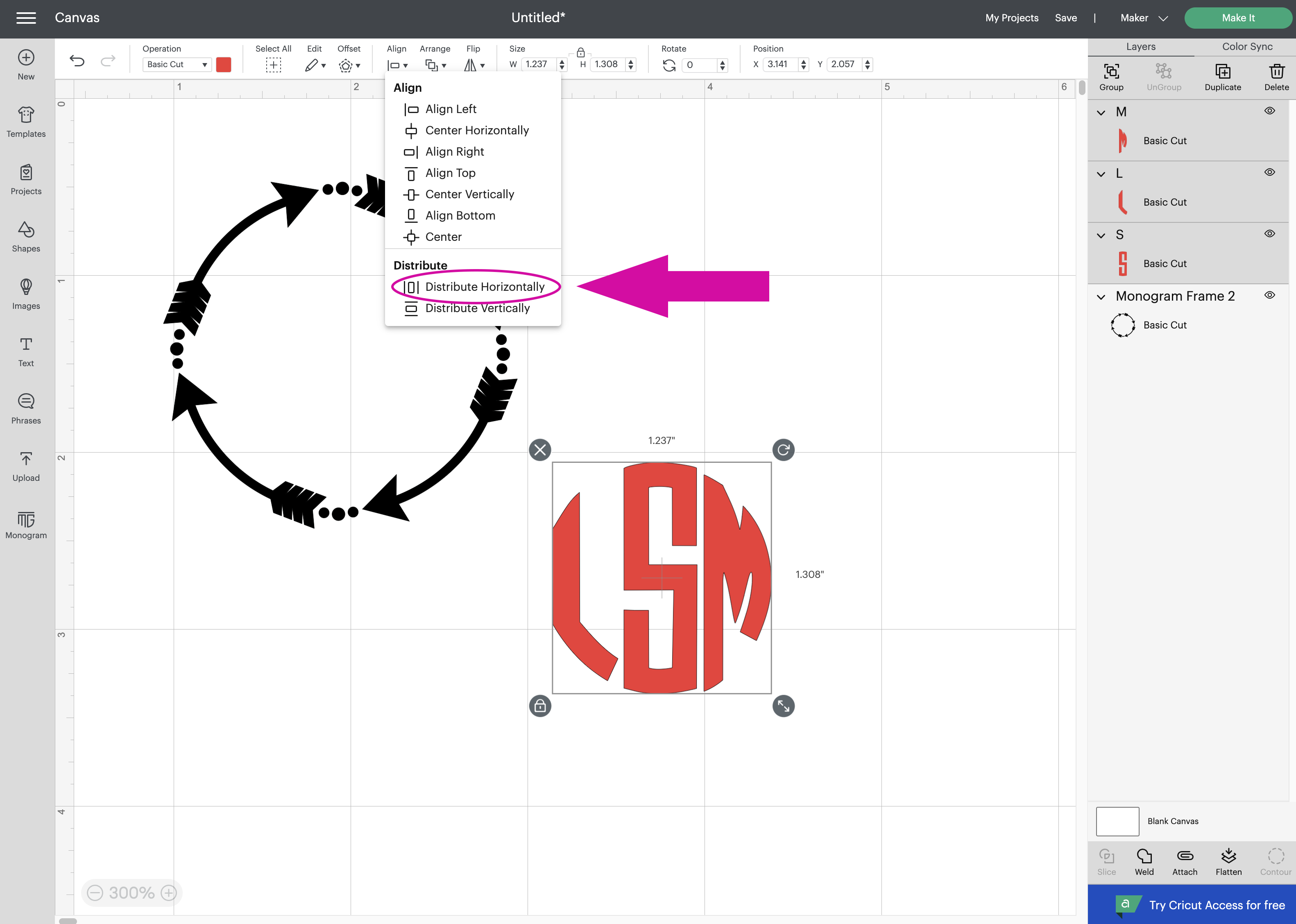 how to create a monogram in cricut design space 4b