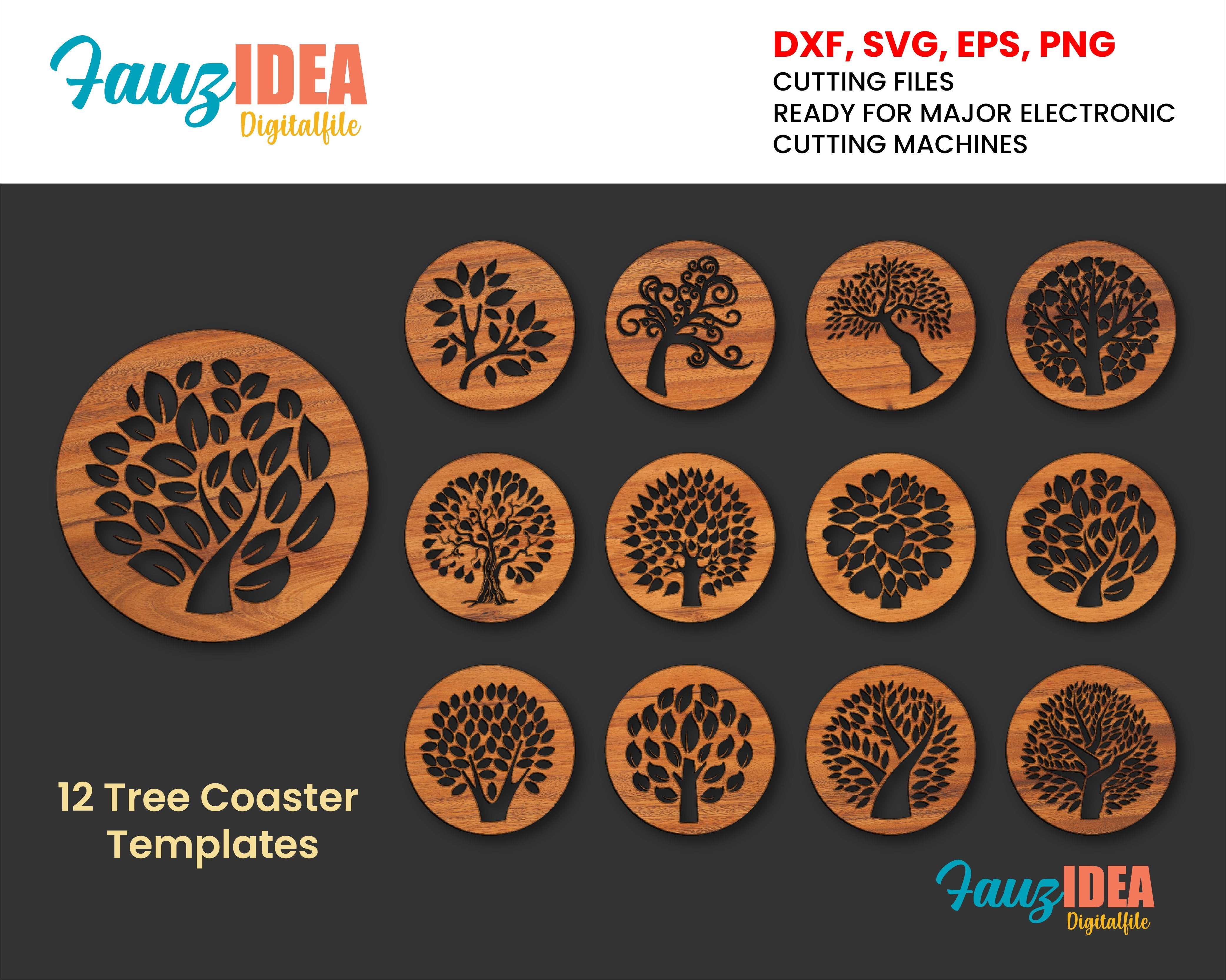 Download 12 Tree Coaster Svg Grill Trivet Templates Vector Digital Svg Dxf Files Vector Set Instant Download