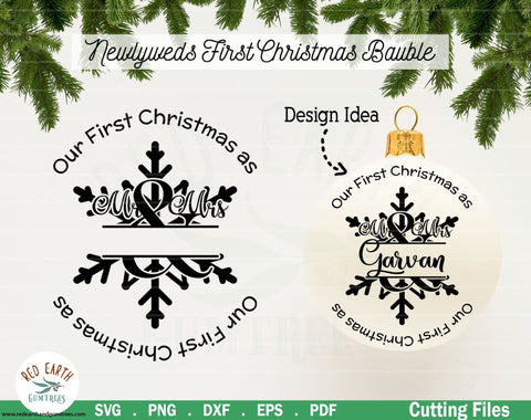 Download 1st Christmas Mr And Mrs Bauble Decal Wedding In Svg Png Dxf So Fontsy