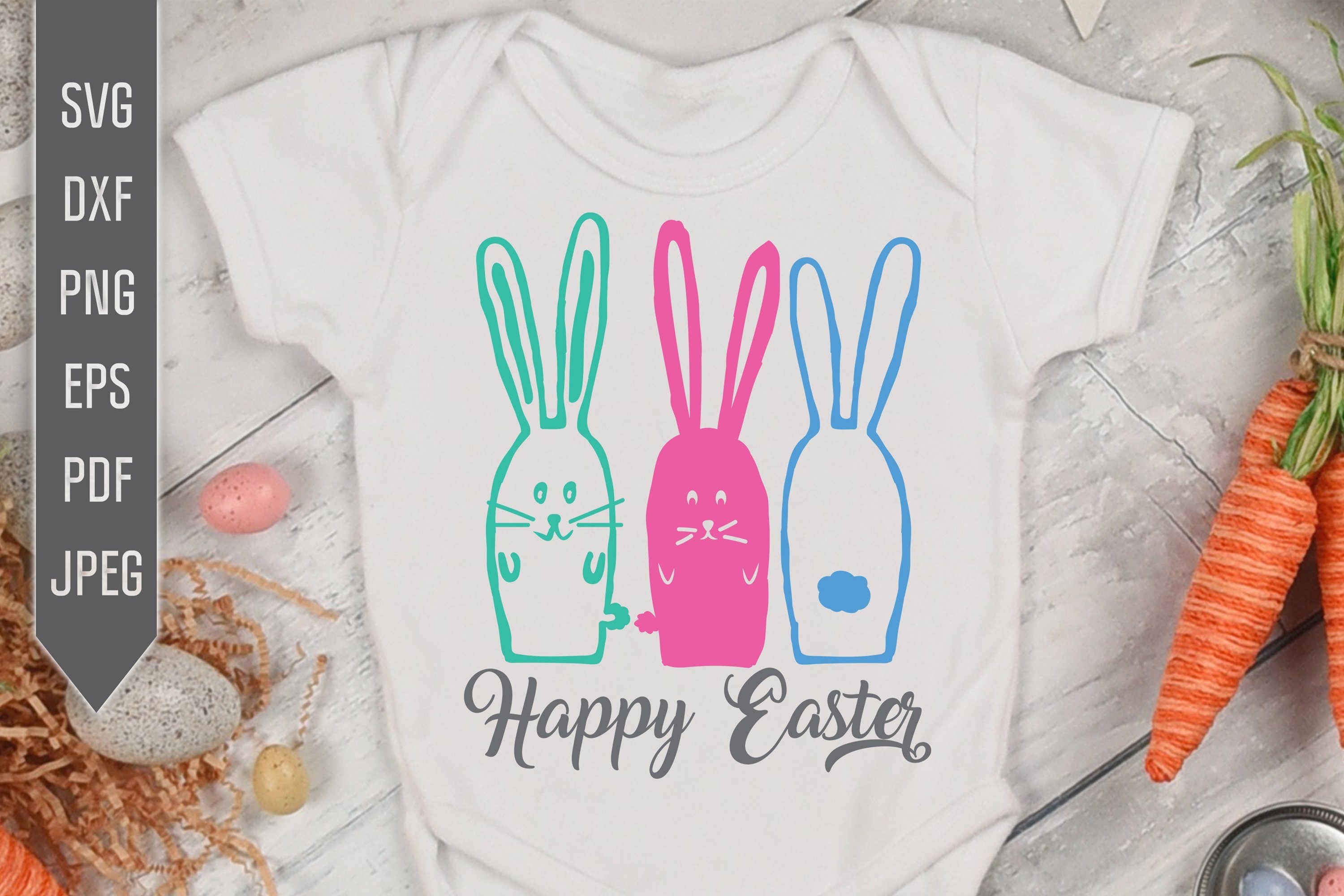 Download 3 Easter Rabbits Svg Happy Easter Svg Cute Easter Design Easter Shirt Svg Easter Svg Baby Onesie Svg Newborn Baby Shirt So Fontsy