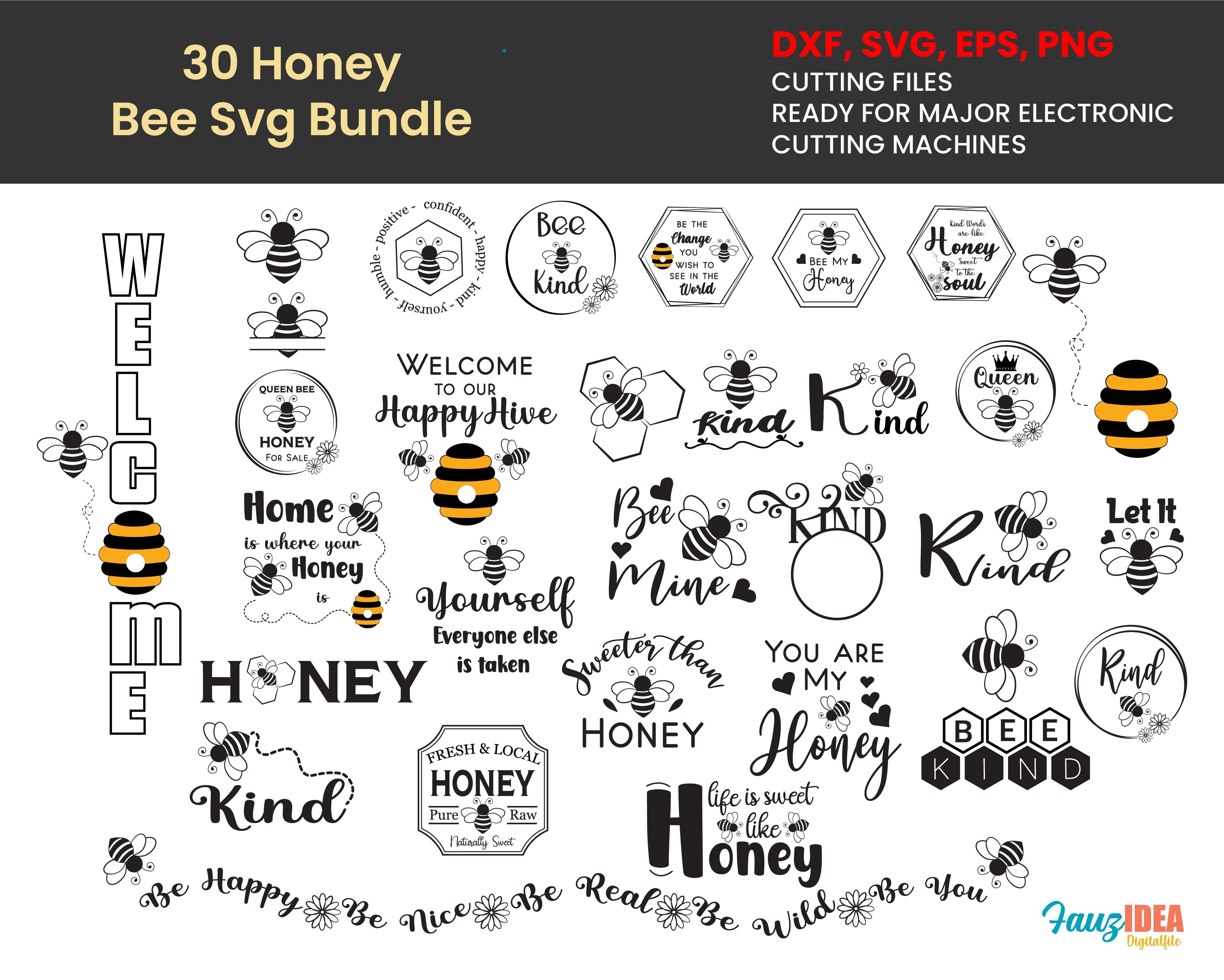 Download 30 Bee Svg Bundle Honey Bee Svg File Bee Hive Svg File Bee Kind Svg Bee Split Frame Monogram Svg Bee Happy Svg Bee Lovers Svg So Fontsy