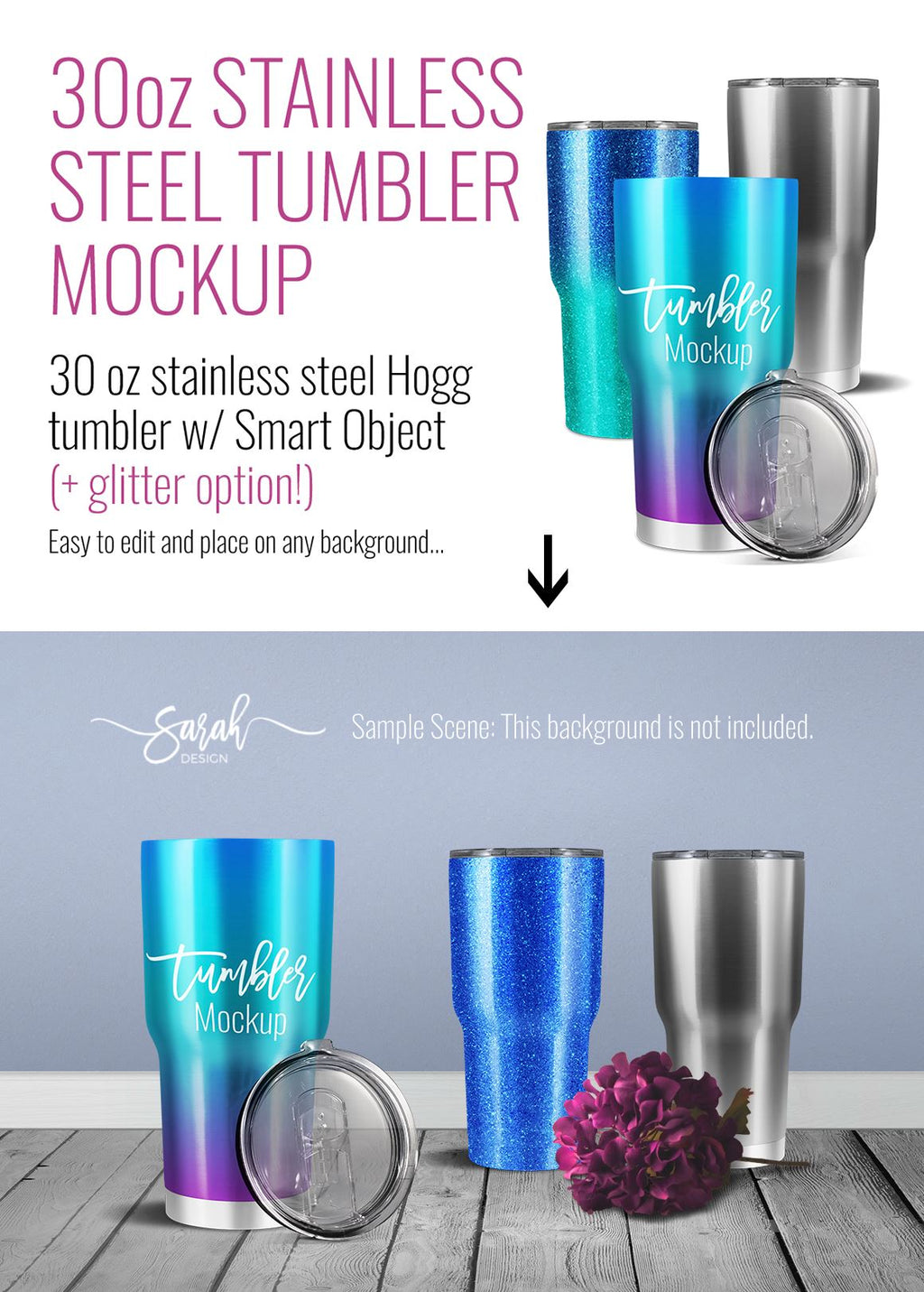 Download 30oz Stainless Steel Hogg Tumbler Mockup - So Fontsy