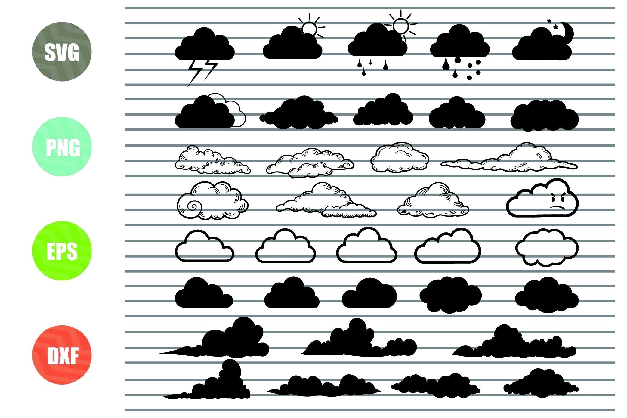 Download 35 Styles Cloud Svg Cloud Clipart Cute Clouds Svg File Cloud Face S So Fontsy