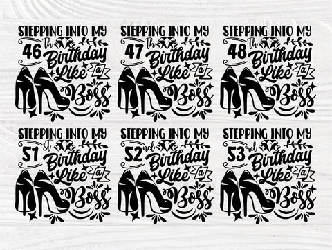 Download 36th To 55th Birthday Like A Boss Svg High Heels So Fontsy