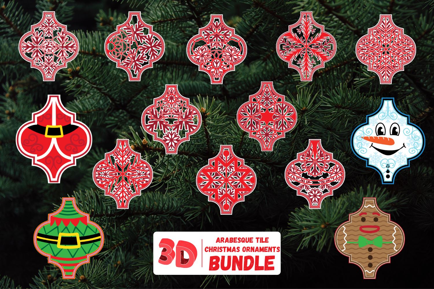 Download 3d Arabesque Tile Christmas Ornaments Svg Bundle So Fontsy