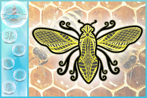 Download 3d Bee Mandala Multi Layered Mandala Svg So Fontsy