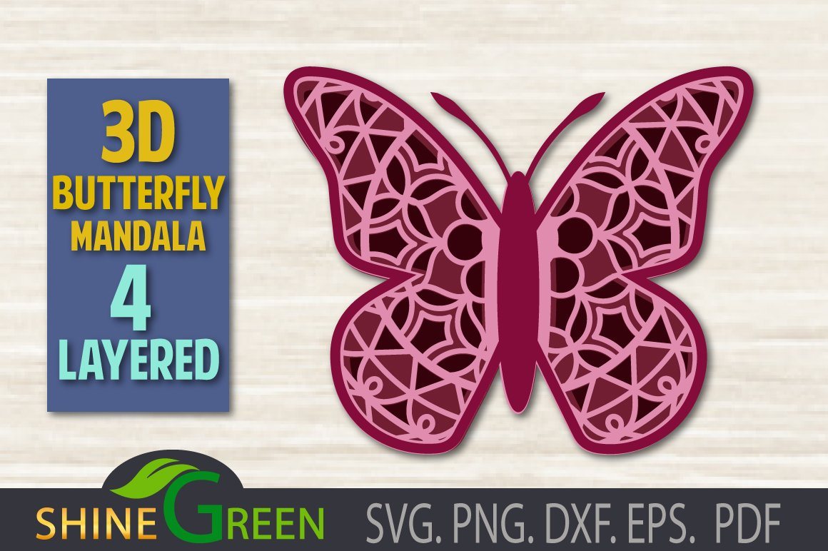 Download 3d Butterfly Mandala Svg 4 Layered So Fontsy