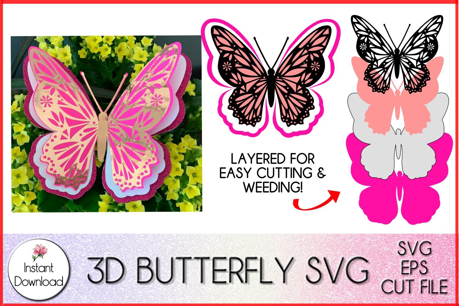 Download 3d Butterfly Svg Layered Butterfly Paper Craft So Fontsy