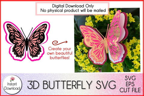 Download 3d Butterfly Svg Layered Butterfly Paper Craft So Fontsy