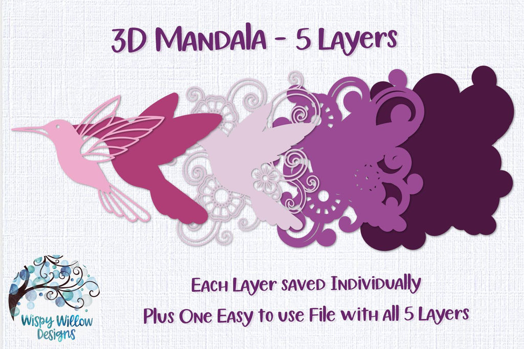Download 3D Hummingbird Mandala SVG - So Fontsy