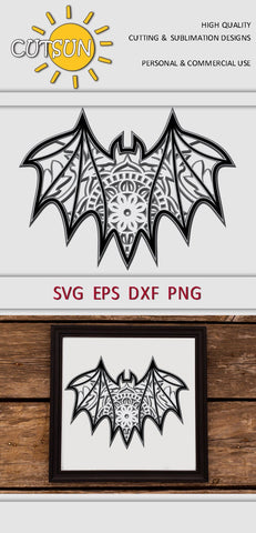 Download 3d Bat Layered Mandala Svg File Halloween Layered Svg Cut File Clip Art Art Collectibles