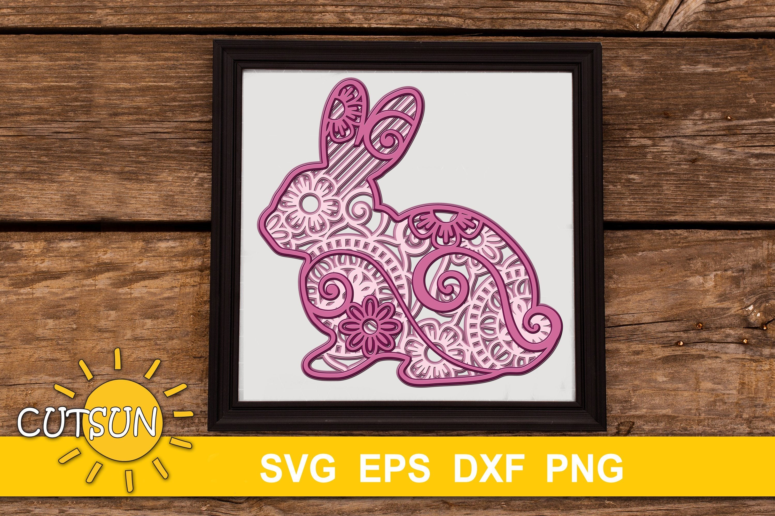 3d Layered Bunny Mandala Svg 3d Layered Rabbit Svg So Fontsy