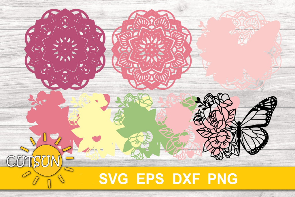 Download 3D Layered Butterfly Mandala SVG - 8 layers - So Fontsy