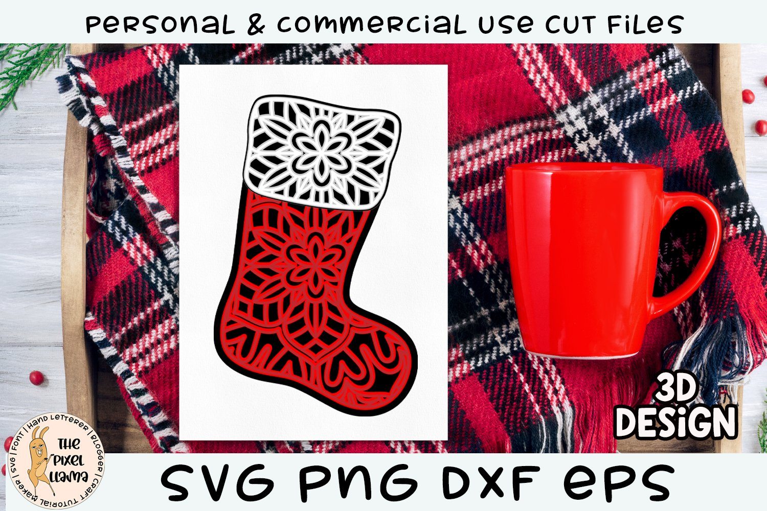 Download 3d Layered Christmas Stocking Svg So Fontsy