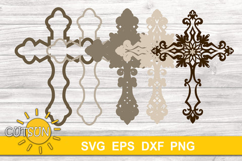 3d Layered Cross 2 Svg Cut File Layered Floral Cross Svg So Fontsy