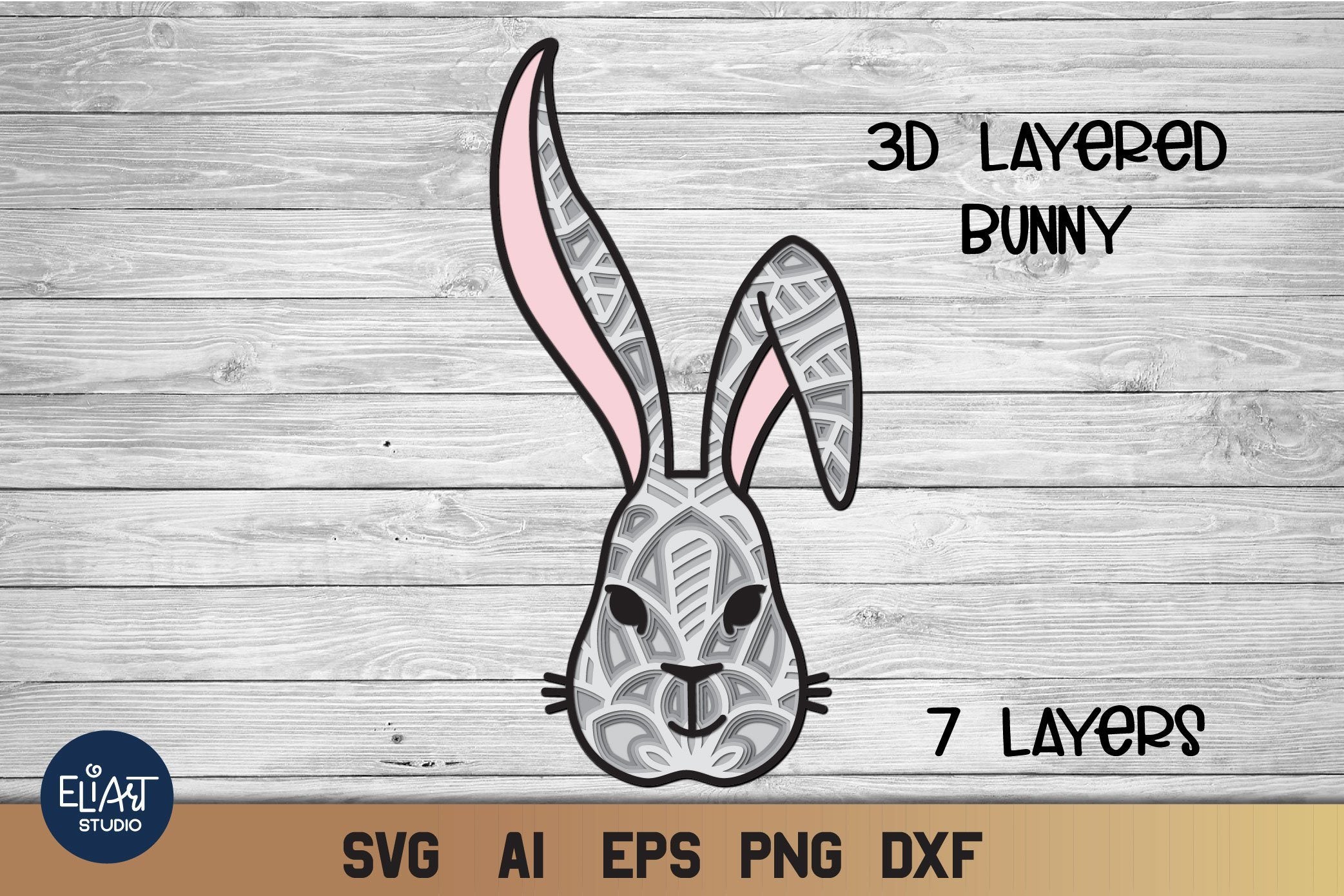 3d Layered Easter Bunny Svg Bunny Face Cut File So Fontsy