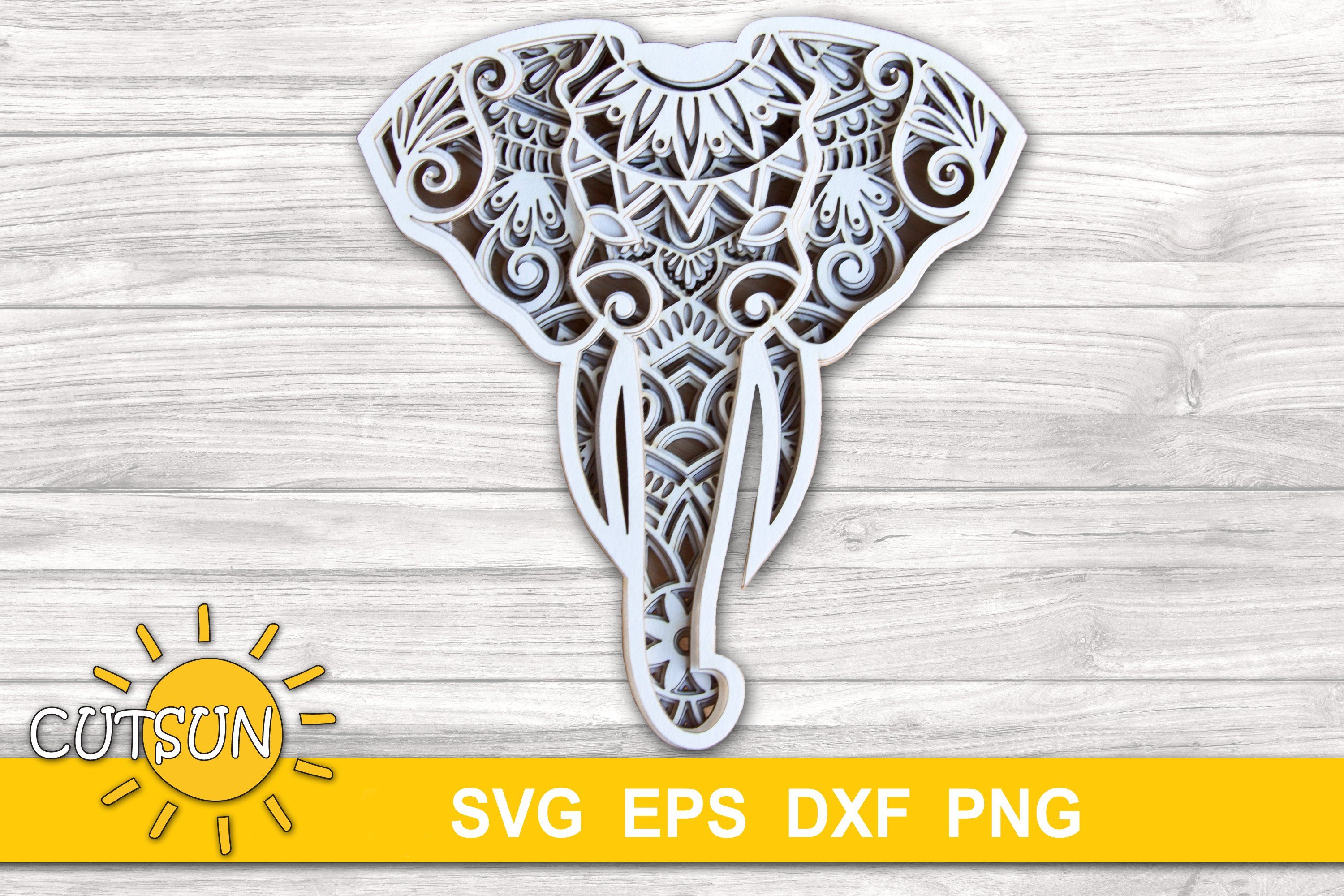 Download 3d Layered Elephant Head 5 Layers 3d Layered Svg So Fontsy