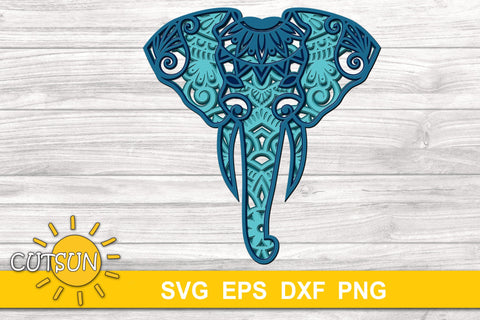 Download 3d Layered Elephant Head 5 Layers 3d Layered Svg So Fontsy