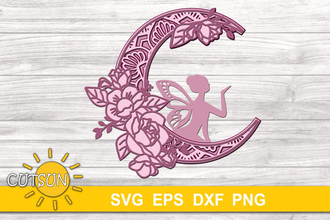 3d Layered Fairy Mandala Svg Fairy And The Moon Svg So Fontsy