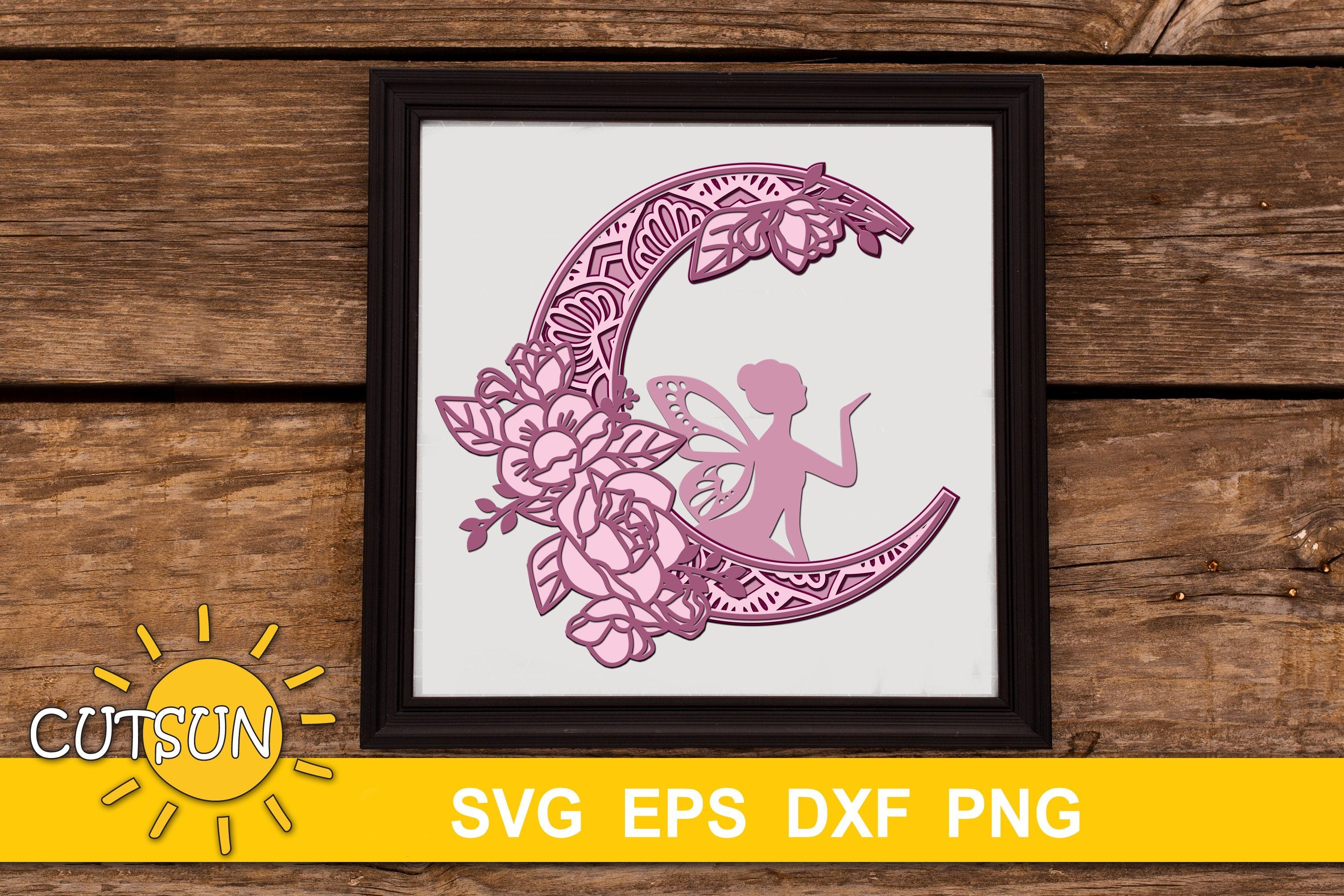 3d Layered Fairy Mandala Svg Fairy And The Moon Svg So Fontsy