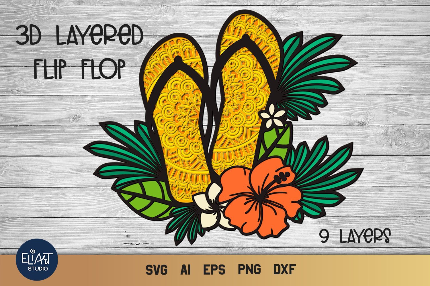 Download 3d Layered Flip Flops Svg Flip Flop Mandala Svg Summer Svg Beach Svg So Fontsy