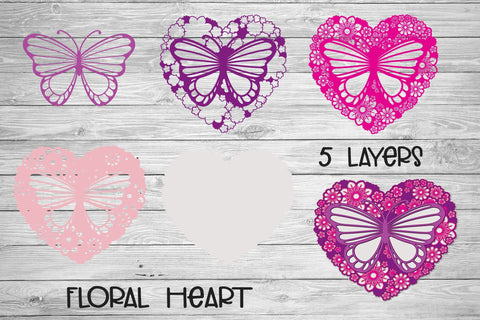 Download 3d Layered Floral Heart Svg Butterfly Svg Mothers Day Svg So Fontsy