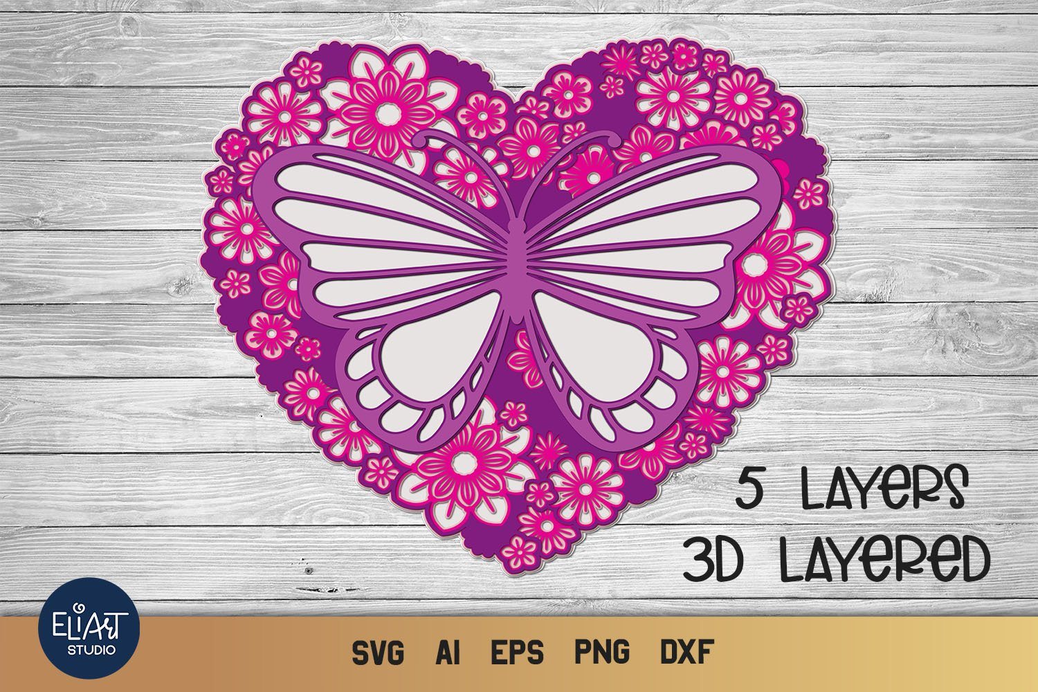 Download 3d Layered Floral Heart Svg Butterfly Svg Mothers Day Svg So Fontsy