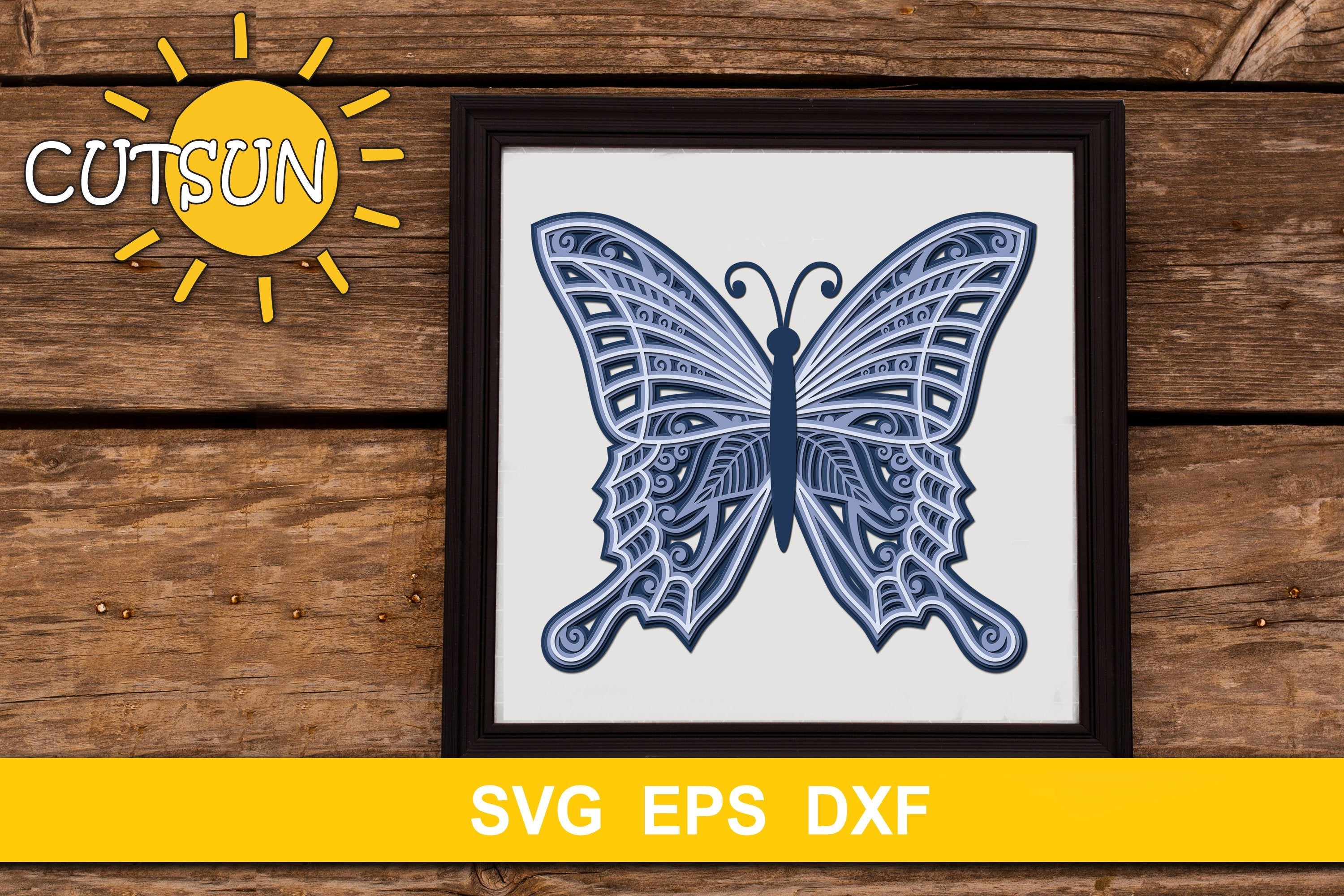 Download 3d Layered Mandala Butterfly Cut File Five Layers So Fontsy