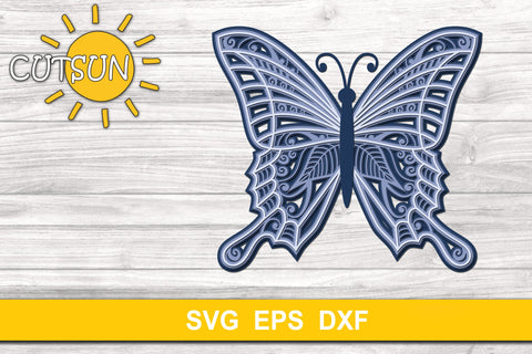Download 3d Layered Mandala Butterfly Cut File Five Layers So Fontsy