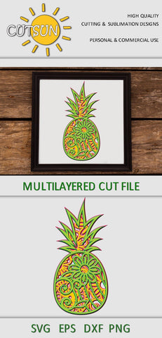 Download 3d Layered Mandala Pineapple Svg Cut File 5 Layers So Fontsy