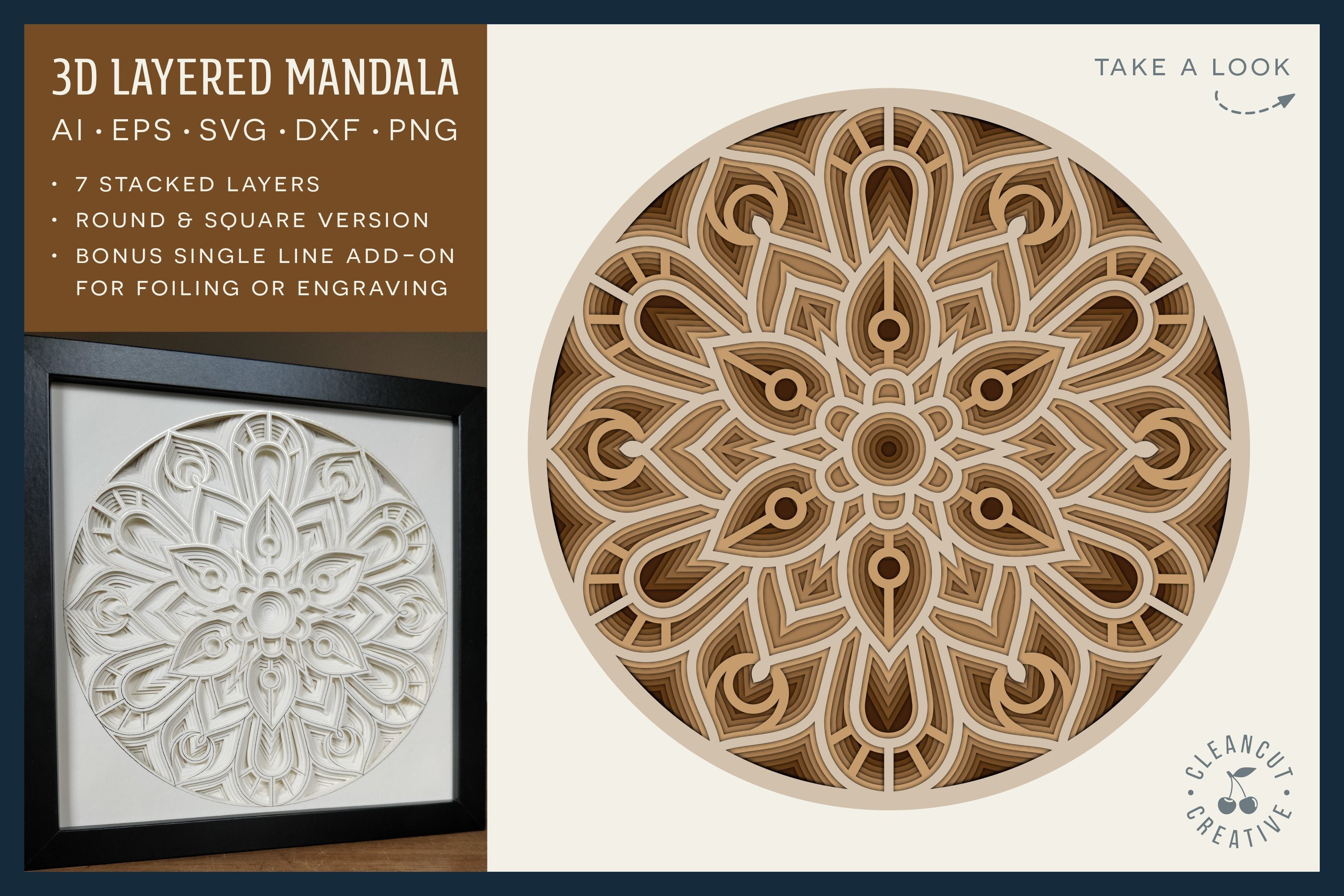 Download 3d Layered Mandala Svg Stacked Paper Laser Cut Wood Art So Fontsy