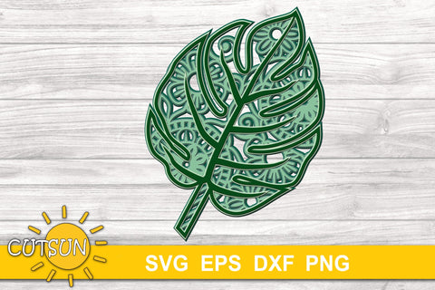 Download 3d Layered Mandala Tropical Leaf Svg Cut File 5 Layers So Fontsy