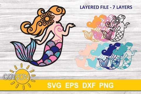 Download 3d Layered Mermaid 7 Layers 3d Layered Svg So Fontsy
