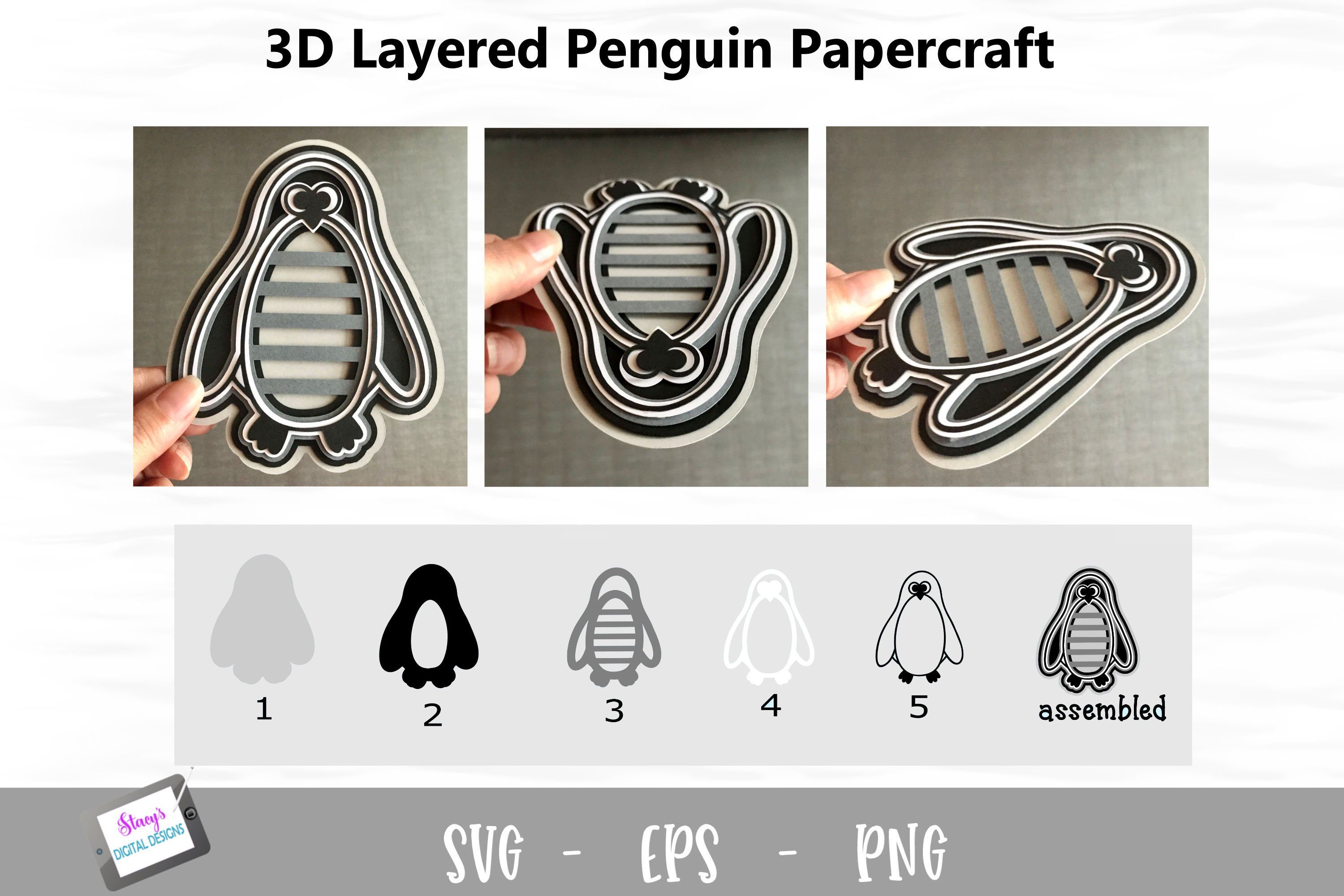 Download 3d Layered Penguin Svg Design So Fontsy