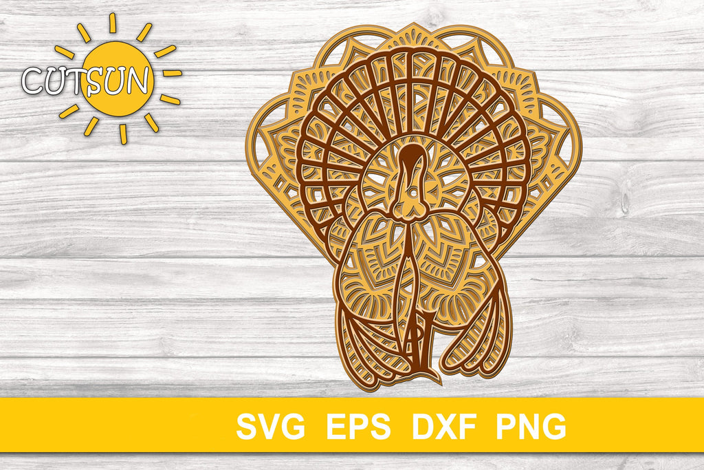 Download 3D Layered Turkey Mandala SVG - 5 layers - So Fontsy